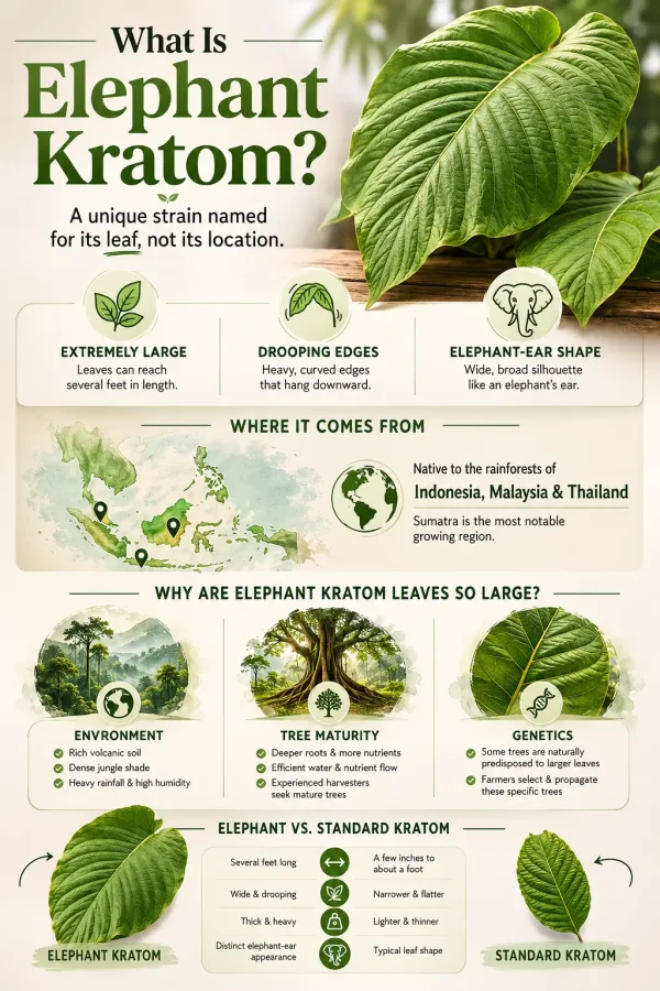 What Is Elephant Kratom? Why This Large-Leaf Strain Stands Out 3 what is elephant kratom